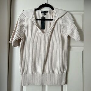 Banana Republic Off White/Cream Organic Cotton Short Sleeve Sweater Small NWT